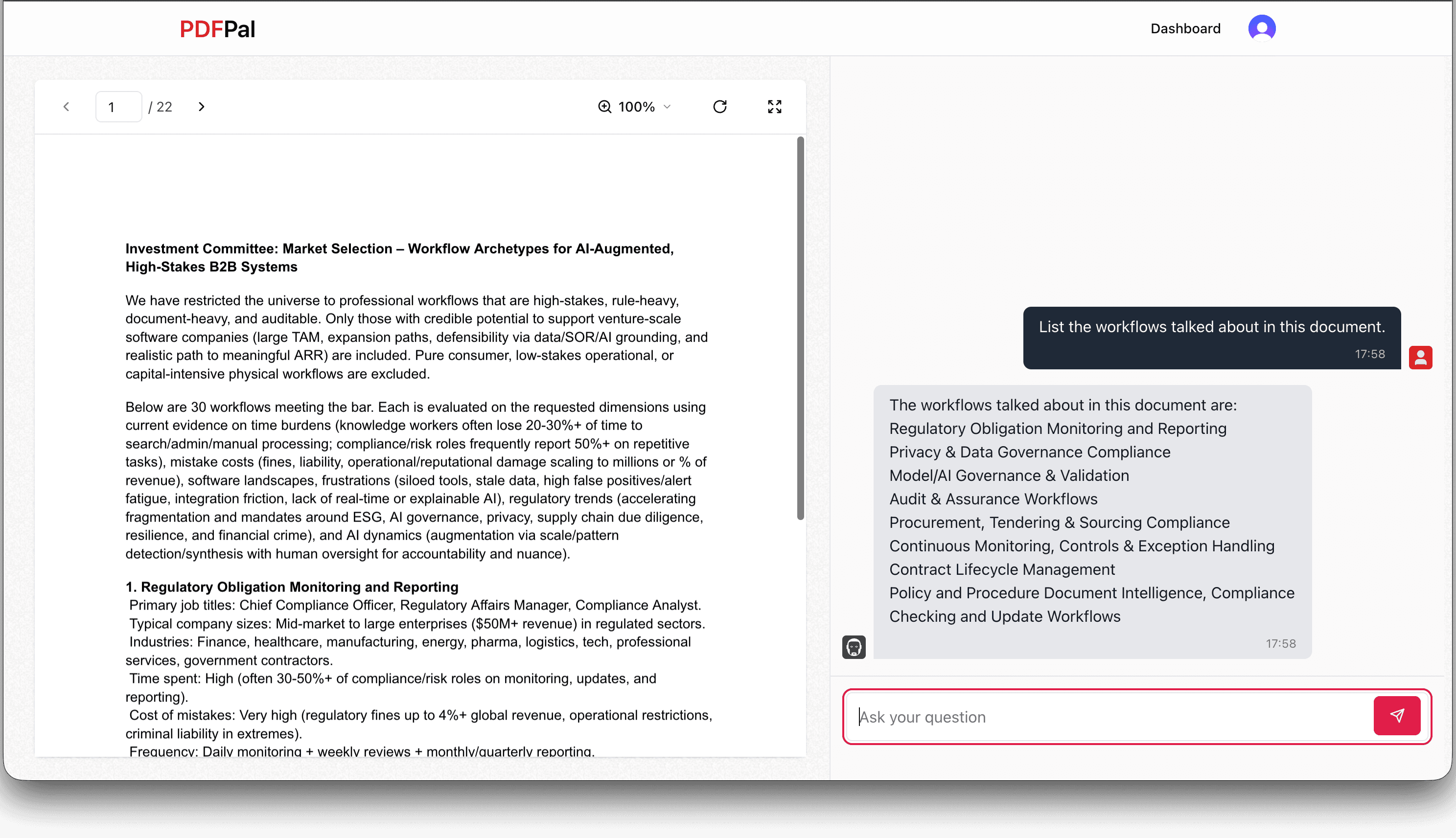 PDF Pal — split-pane PDF viewer with RAG chat